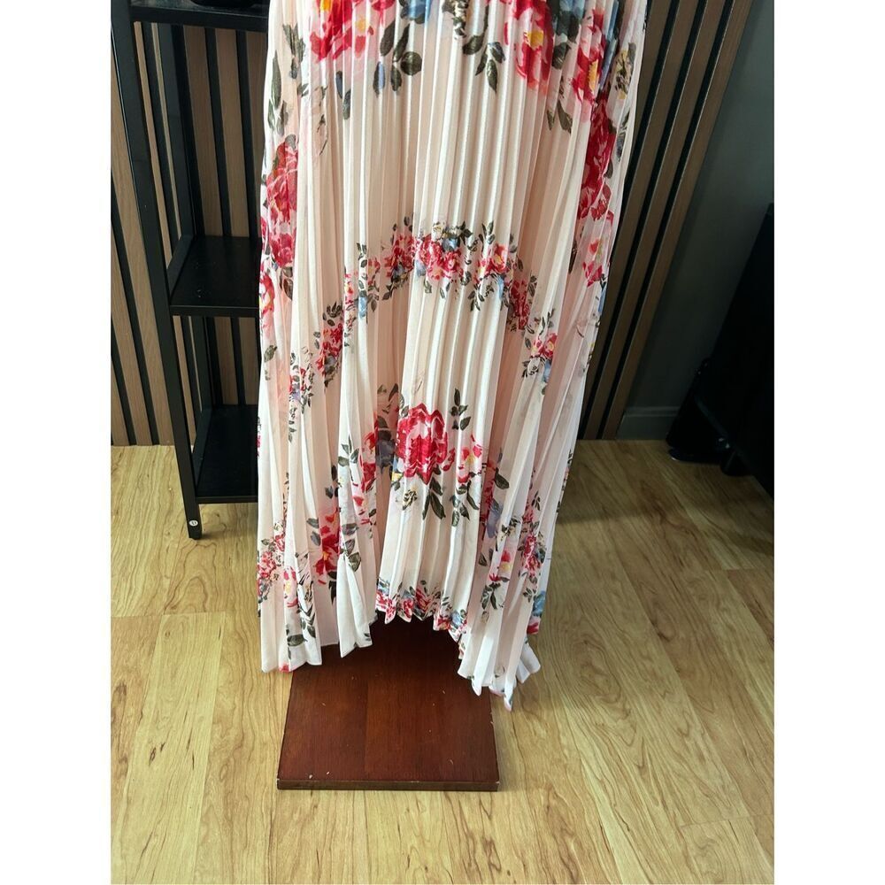 White House black market pink flower summer dress low too high size 0 - Picture 5 of 6